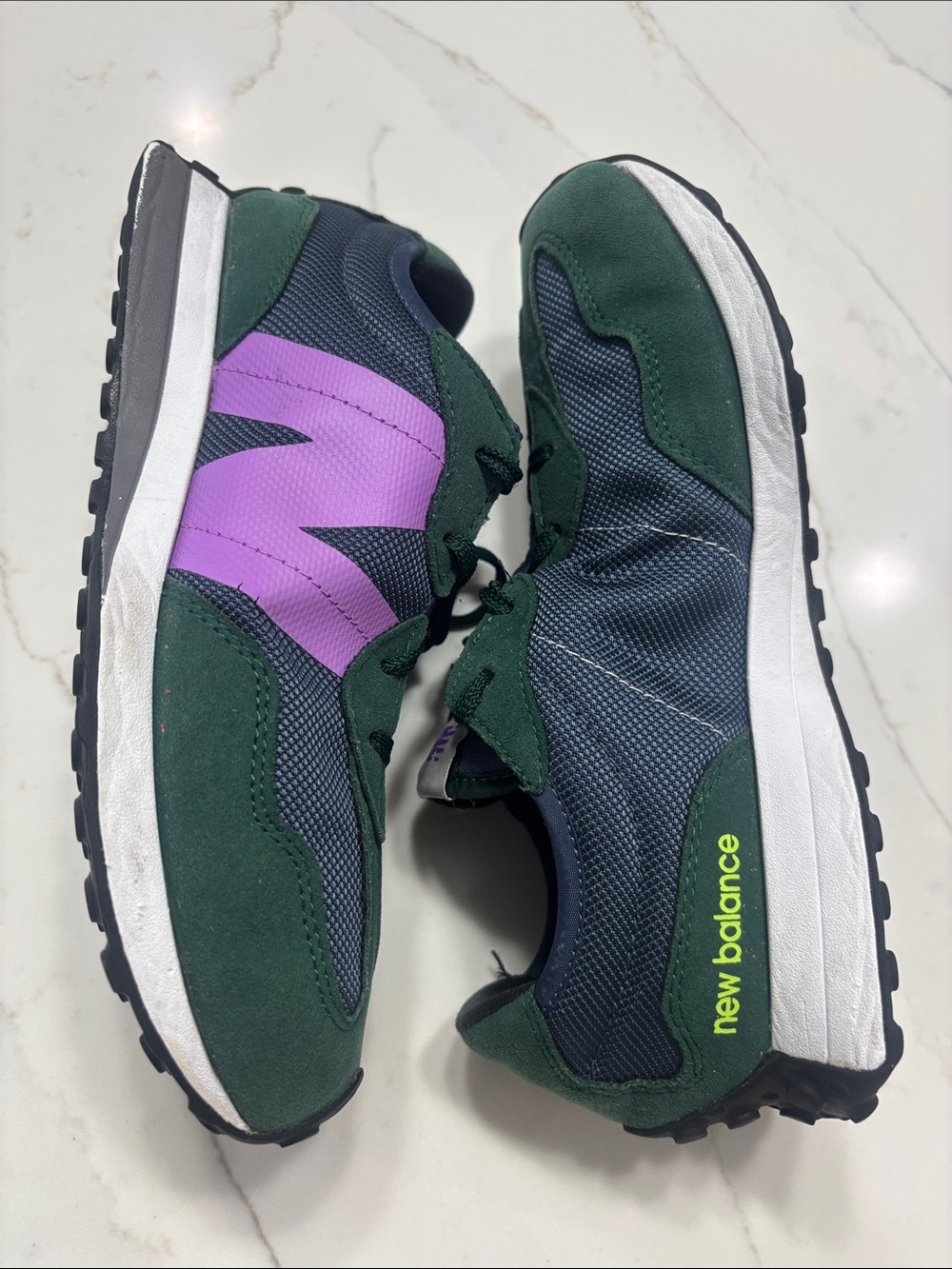 New Balance Green, Purple & Navy Suede Sneakers